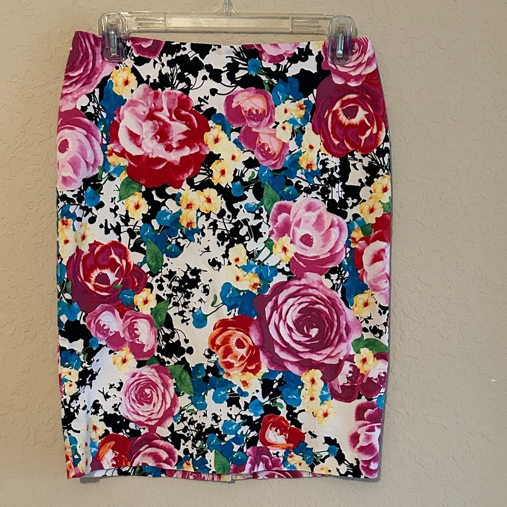 New York & Company Floral Pencil Skirt - Pink, Red, Blue
